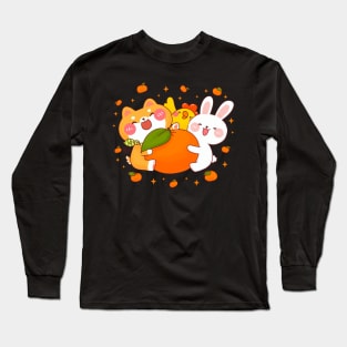 Shiba Inu Bunny Chick Orange Long Sleeve T-Shirt